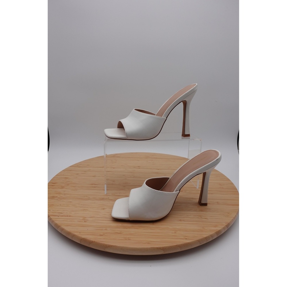PRETTYLITTLETHING Shoes Womens Size 9 40 White Mule Stiletto Heels Slip On Dress - Picture 5 of 8
